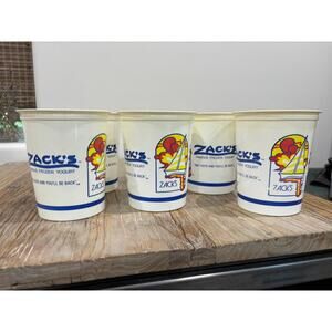 Vintage Zack’s Famous Frozen Yogurt Paper Cups 1980s Solo Cups  (Set of five 5)